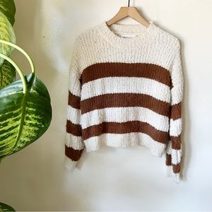Lulus | Cozy and Classic Brown Striped Knit Sweater